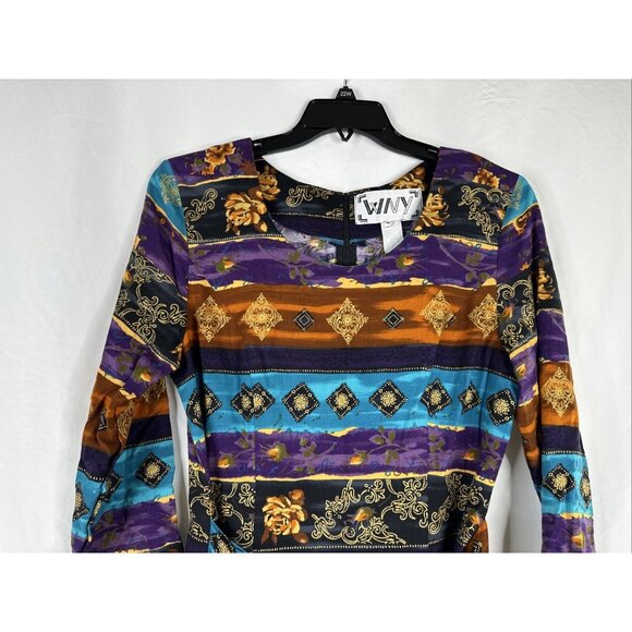 Vintage Wyllis New York & Co Maxi Dress Size 12 BOHO Side Slit DEADSTOCK New - Picture 4 of 16